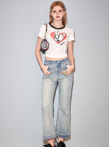 Vintage High-Rise Cropped Jeans Pants