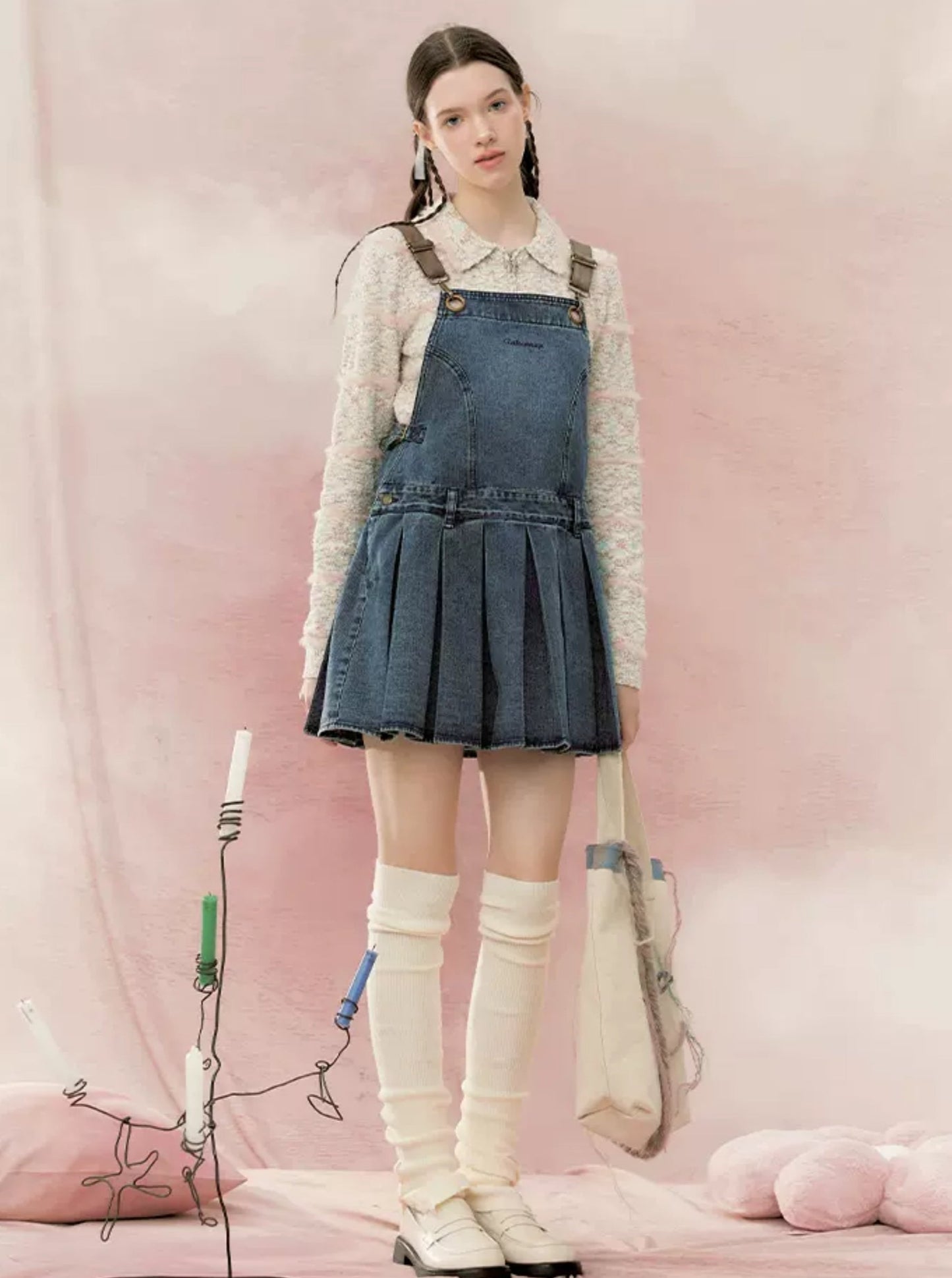 Denim -Gurtkleid