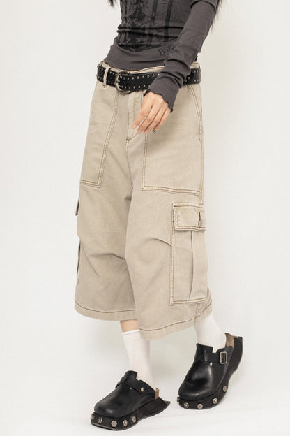 American Retro Style Simple Basic Cropped Pants