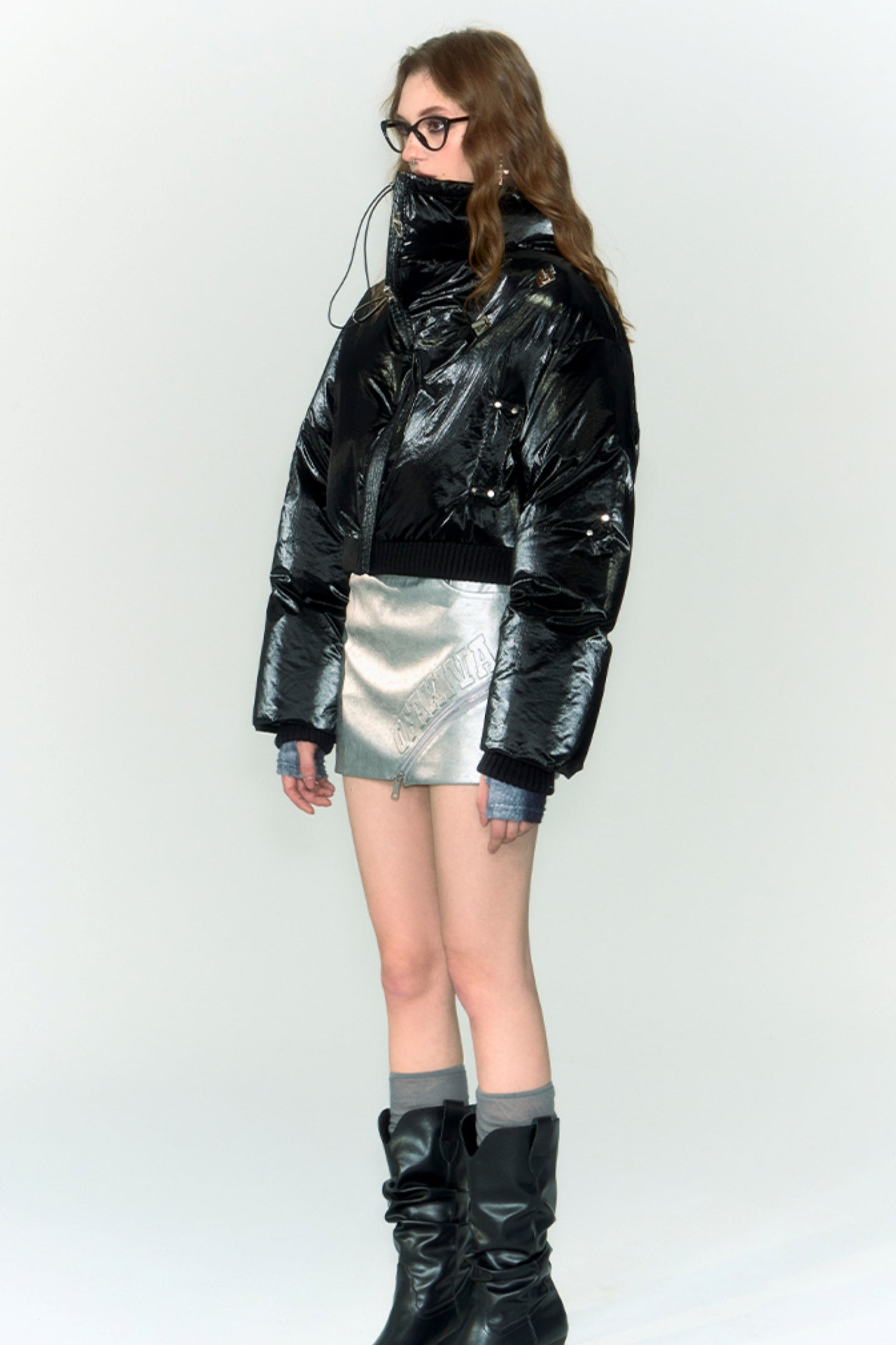 Metallic Gloss Short Down Jacket