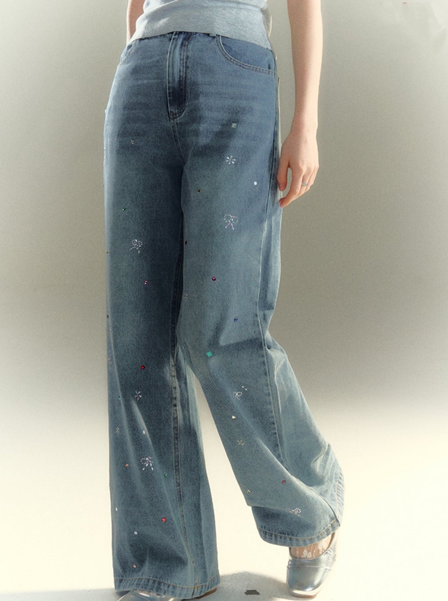 Hot Diamond Jeans mit weitem Bein