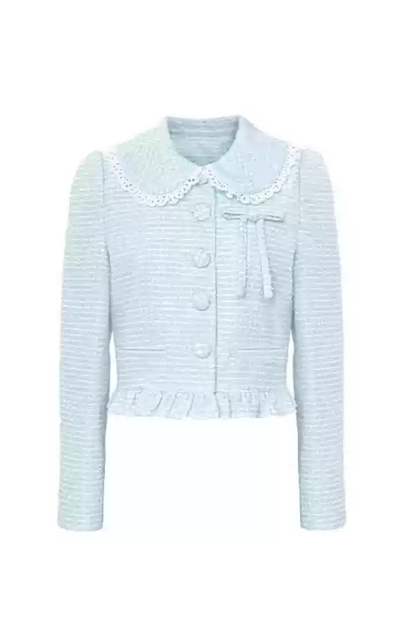 Erzähler Original Design Baby Blue Sweet Bow Anzug Kurze Jacke Spitze Kuchen Rock Herbst