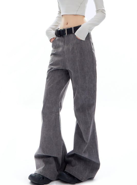 Retro Luxury Slight Flare Wide-Leg Pants