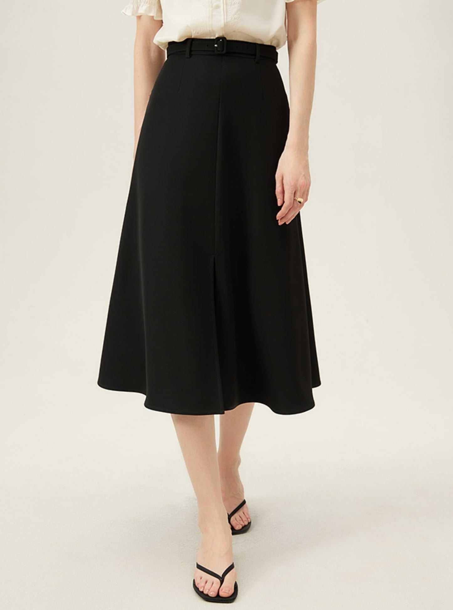 High Waist Commuter A-line Slit Skirt