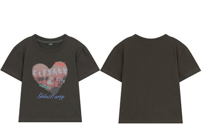 Heart Print Slim T-Shirt