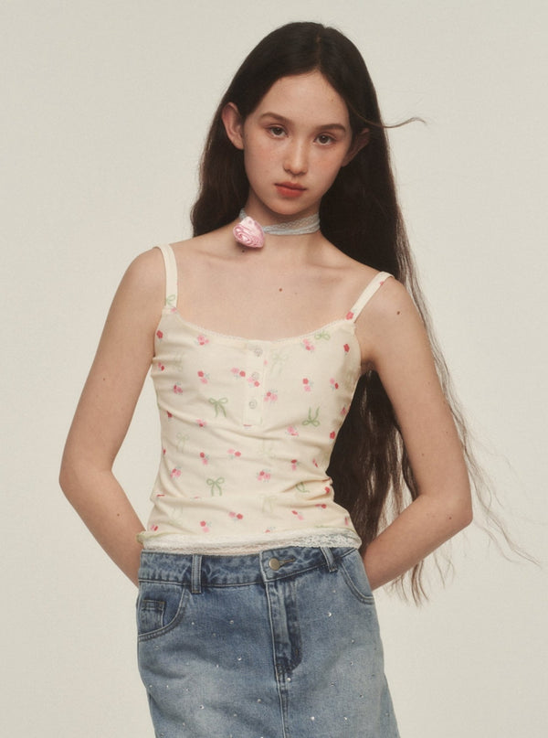 Mesh Camisole French Vintage Lace Top