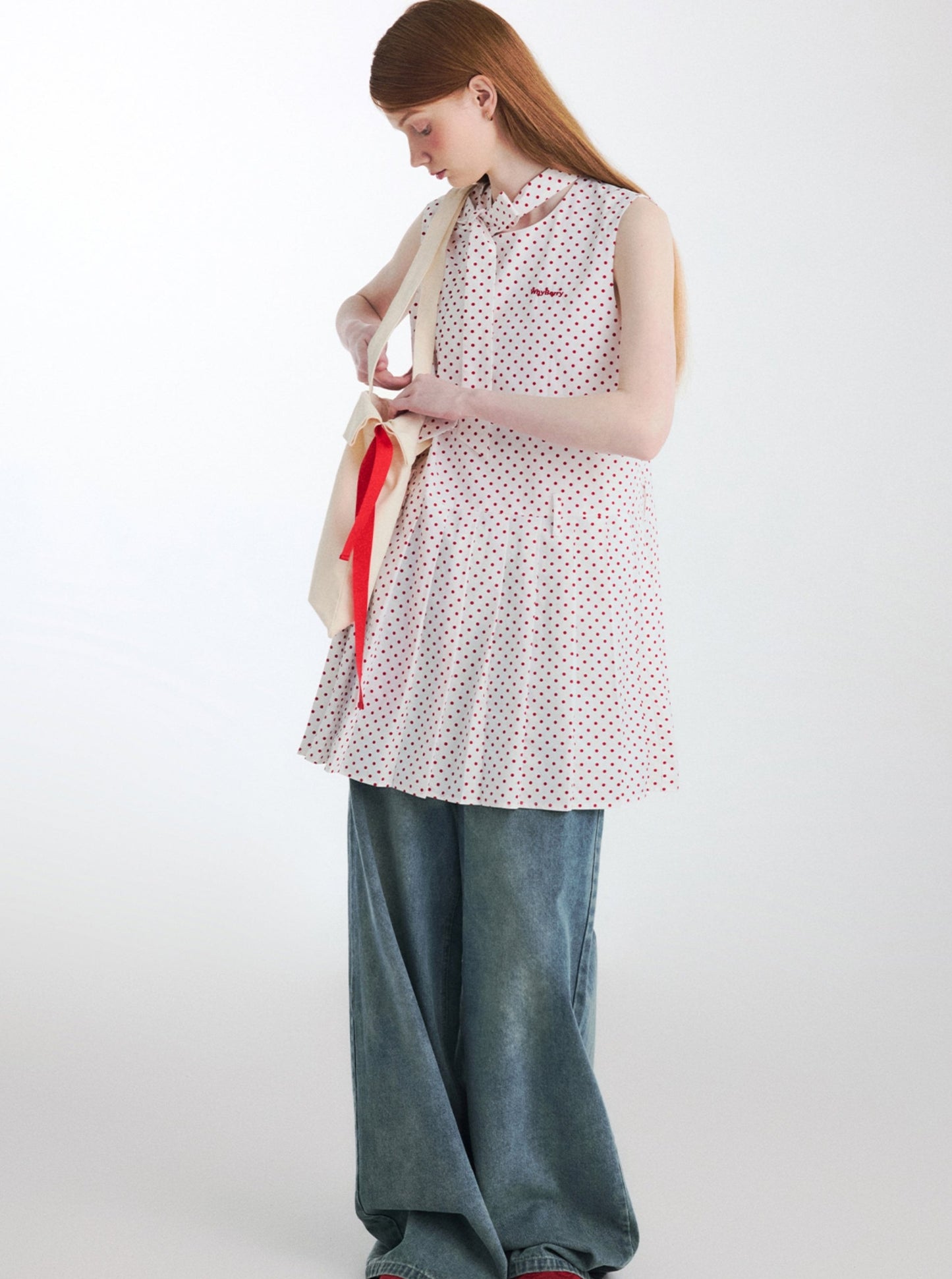 Polka Dot A-Line Midi Dress
