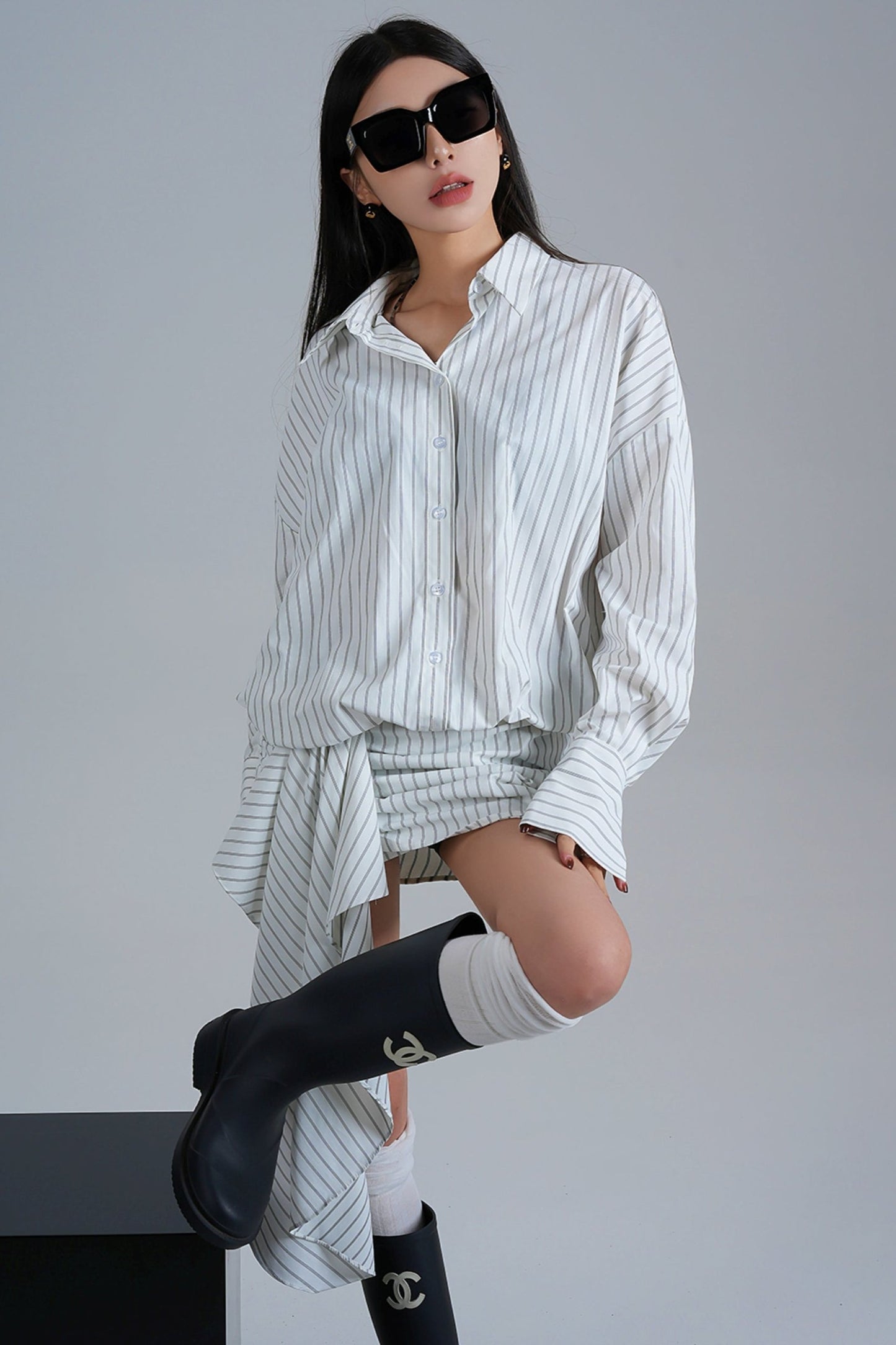 Niche Design Long-Sleeved Shirt Dress