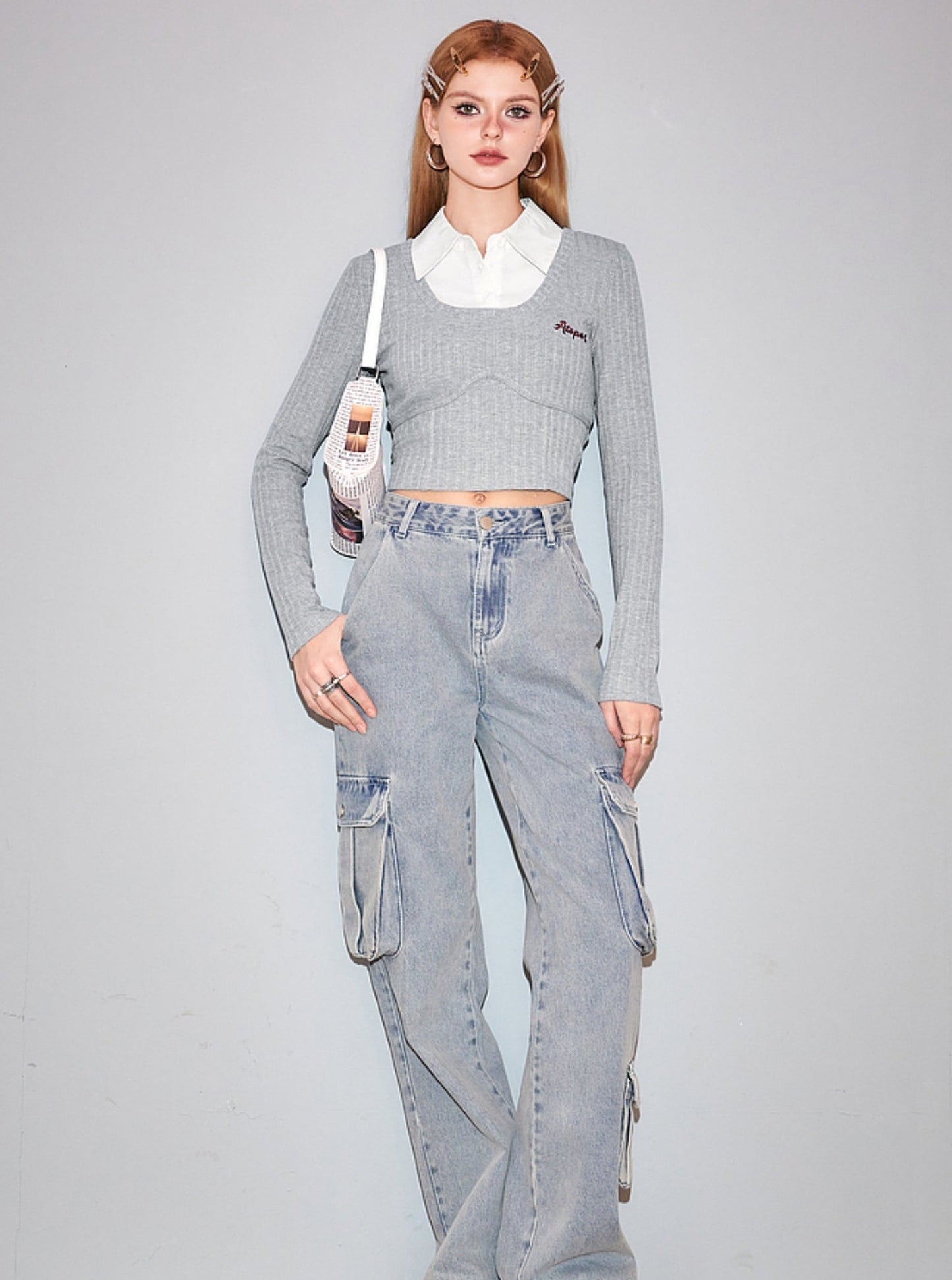 Fake Two-Piece College Knit Top