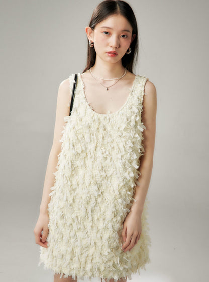 Feather Whisper Texture Vest Dress