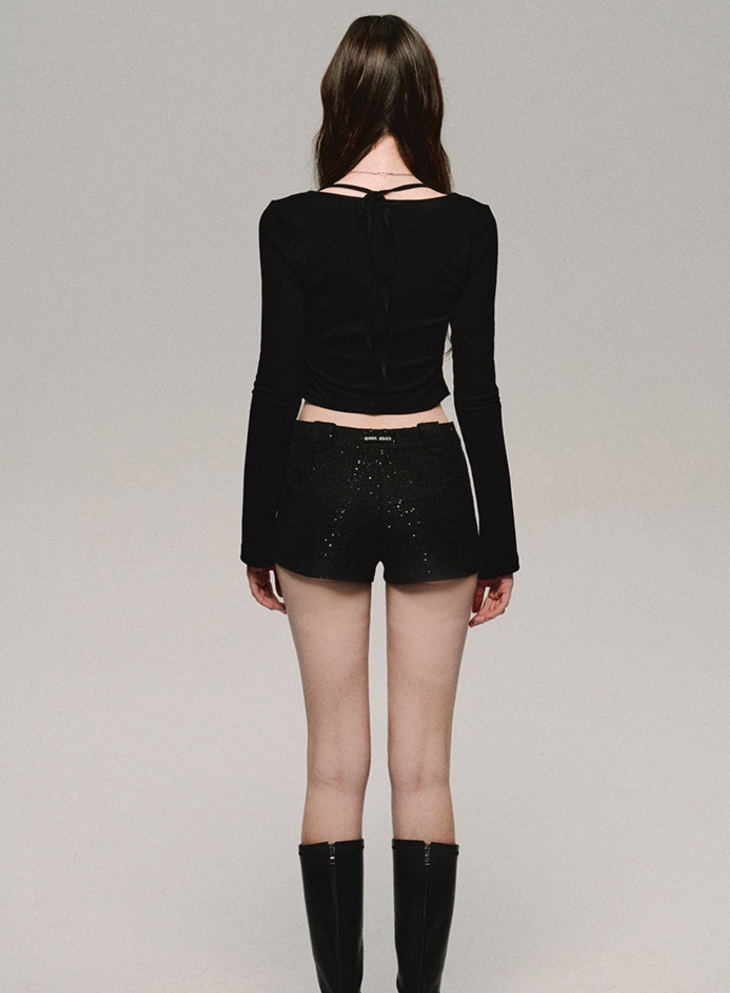 Black Sequin Slim Spring Hot Pants