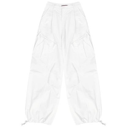 Retro White High-Waist Wide-Leg Pants