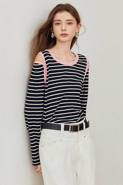 Casual Stripe Crew Neck T-Shirt