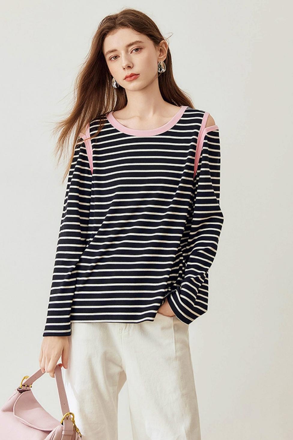 Casual Stripe Crew Neck T-Shirt