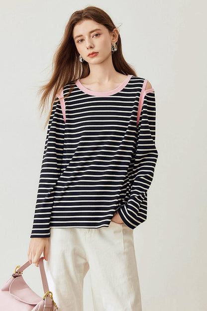 Casual Stripe Crew Neck T-Shirt