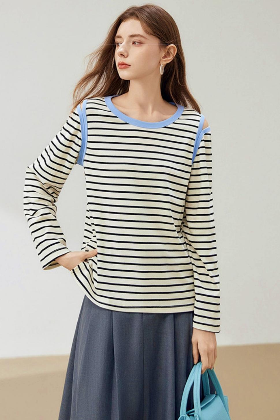 Casual Stripe Crew Neck T-Shirt