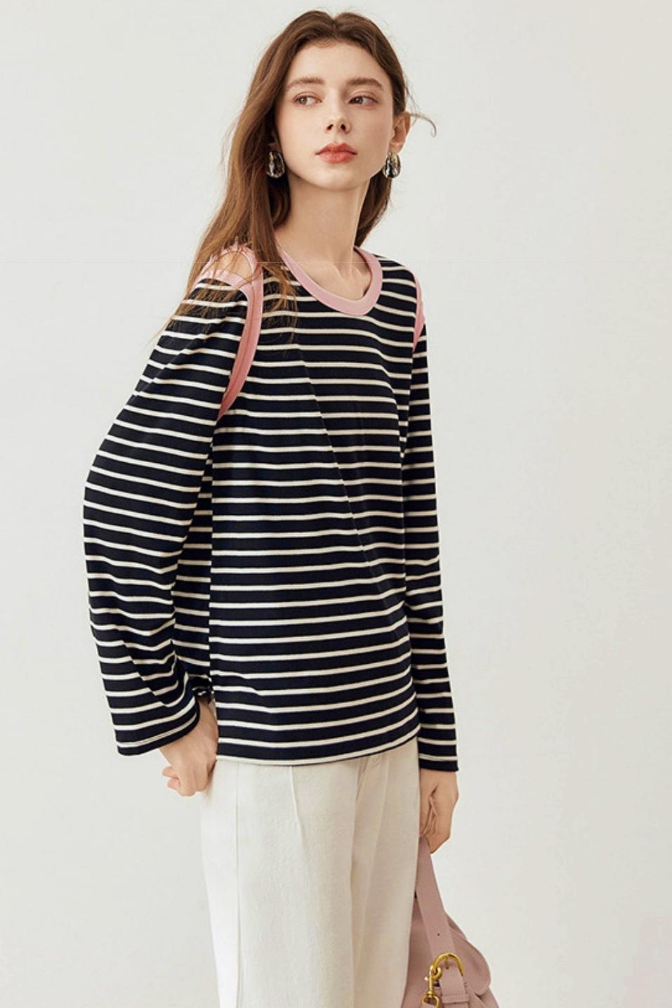 Casual Stripe Crew Neck T-Shirt