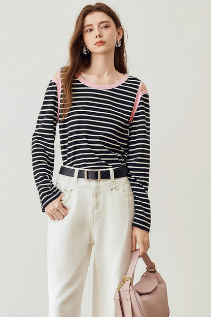 Casual Stripe Crew Neck T-Shirt