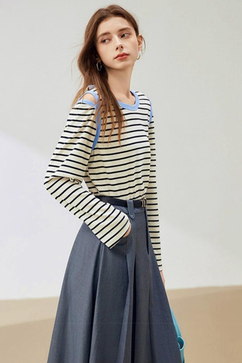 Casual Stripe Crew Neck T-Shirt