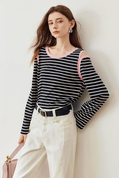 Casual Stripe Crew Neck T-Shirt