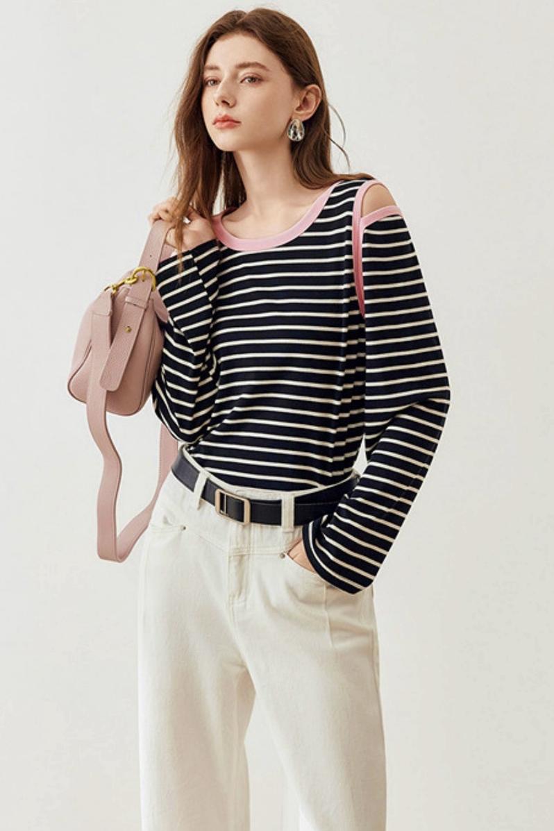 Casual Stripe Crew Neck T-Shirt