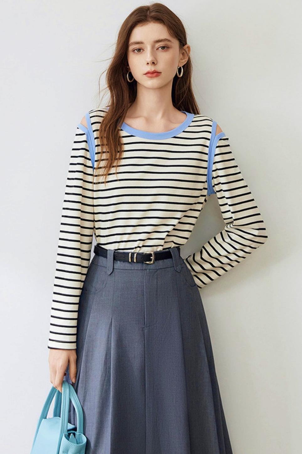 Casual Stripe Crew Neck T-Shirt