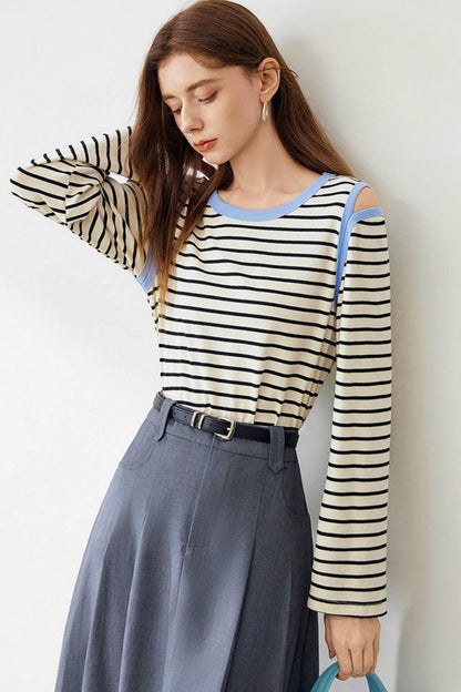 Casual Stripe Crew Neck T-Shirt