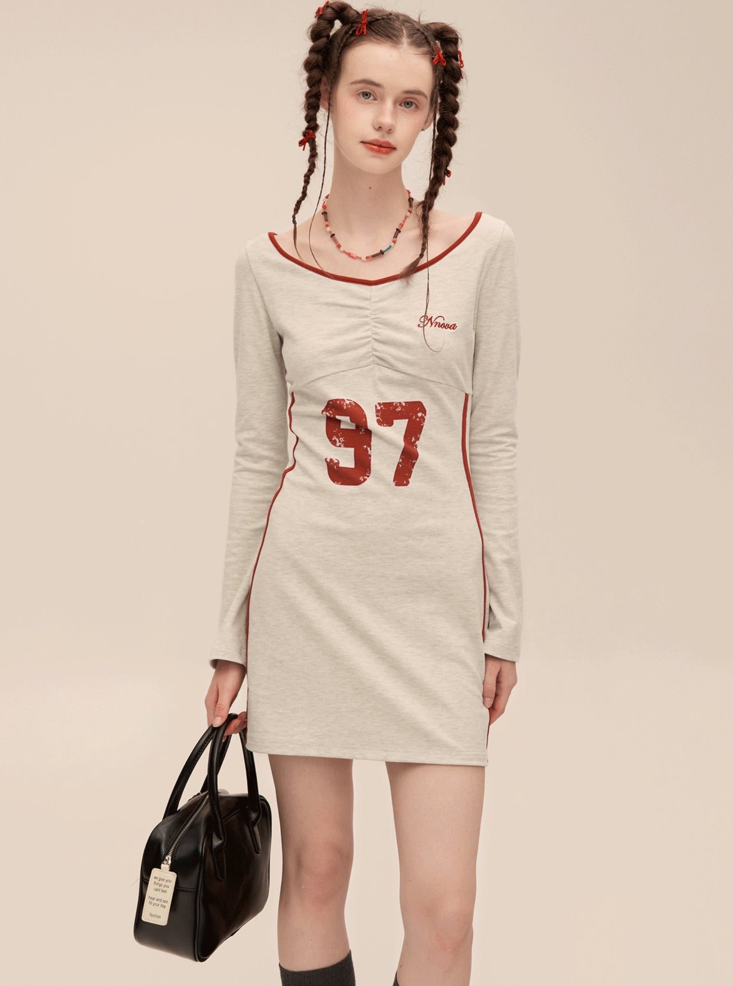 Retro Slotted Neck Sporty Dress