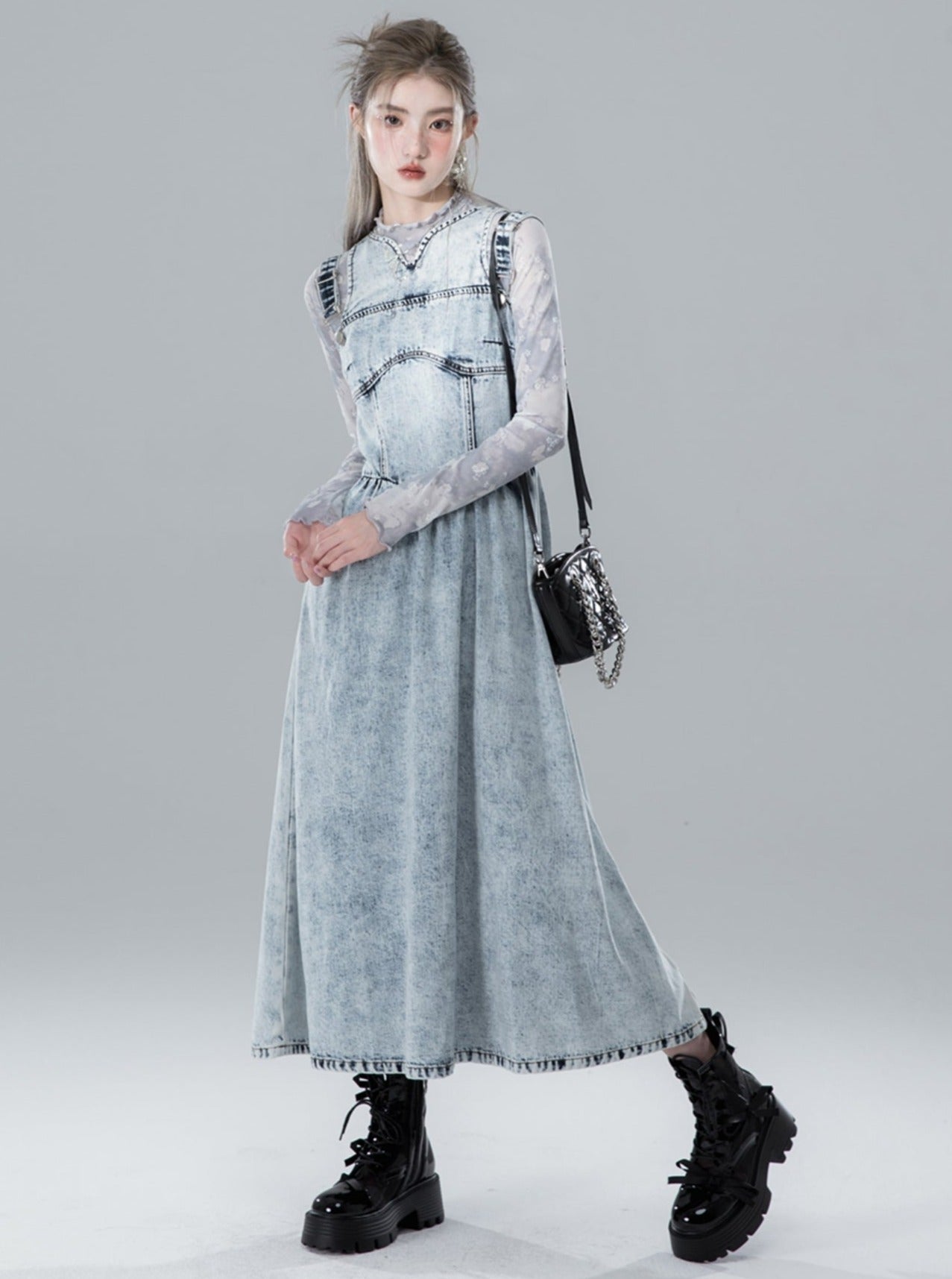 Snowflake Blue Denim Dress Set-Up