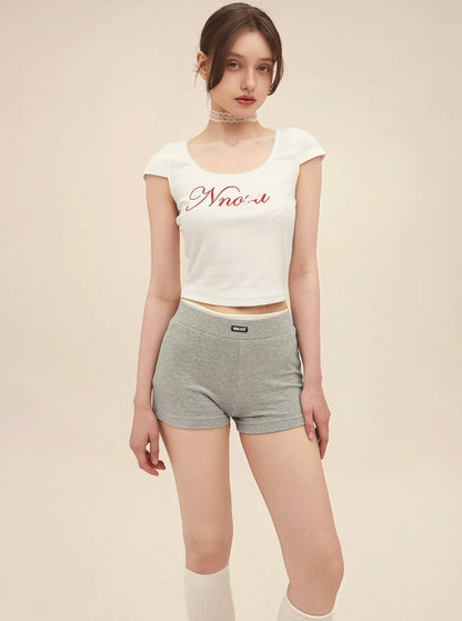 U-Neck Bow High Waist T-Shirt