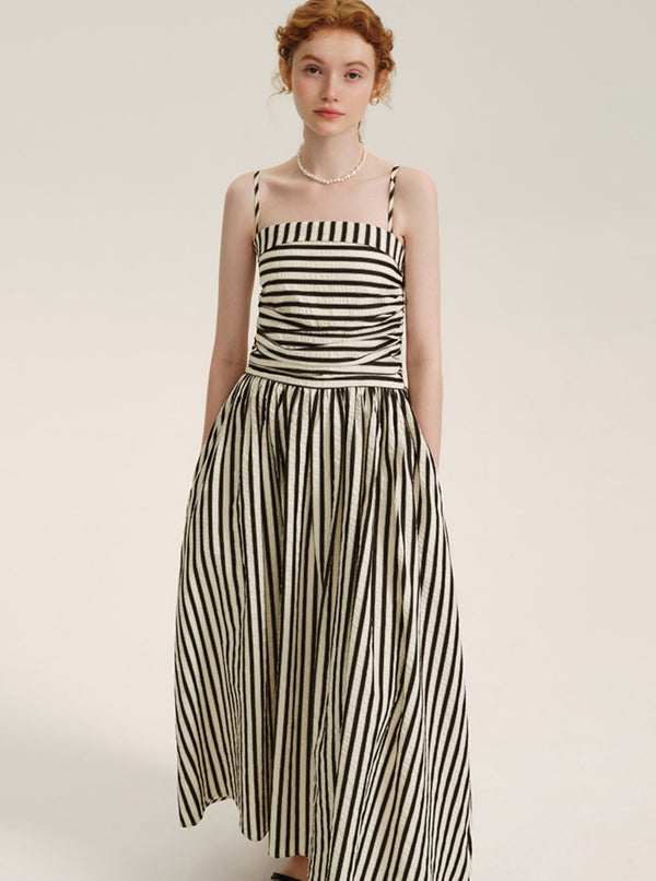 French Stitched Striped Slip Dress