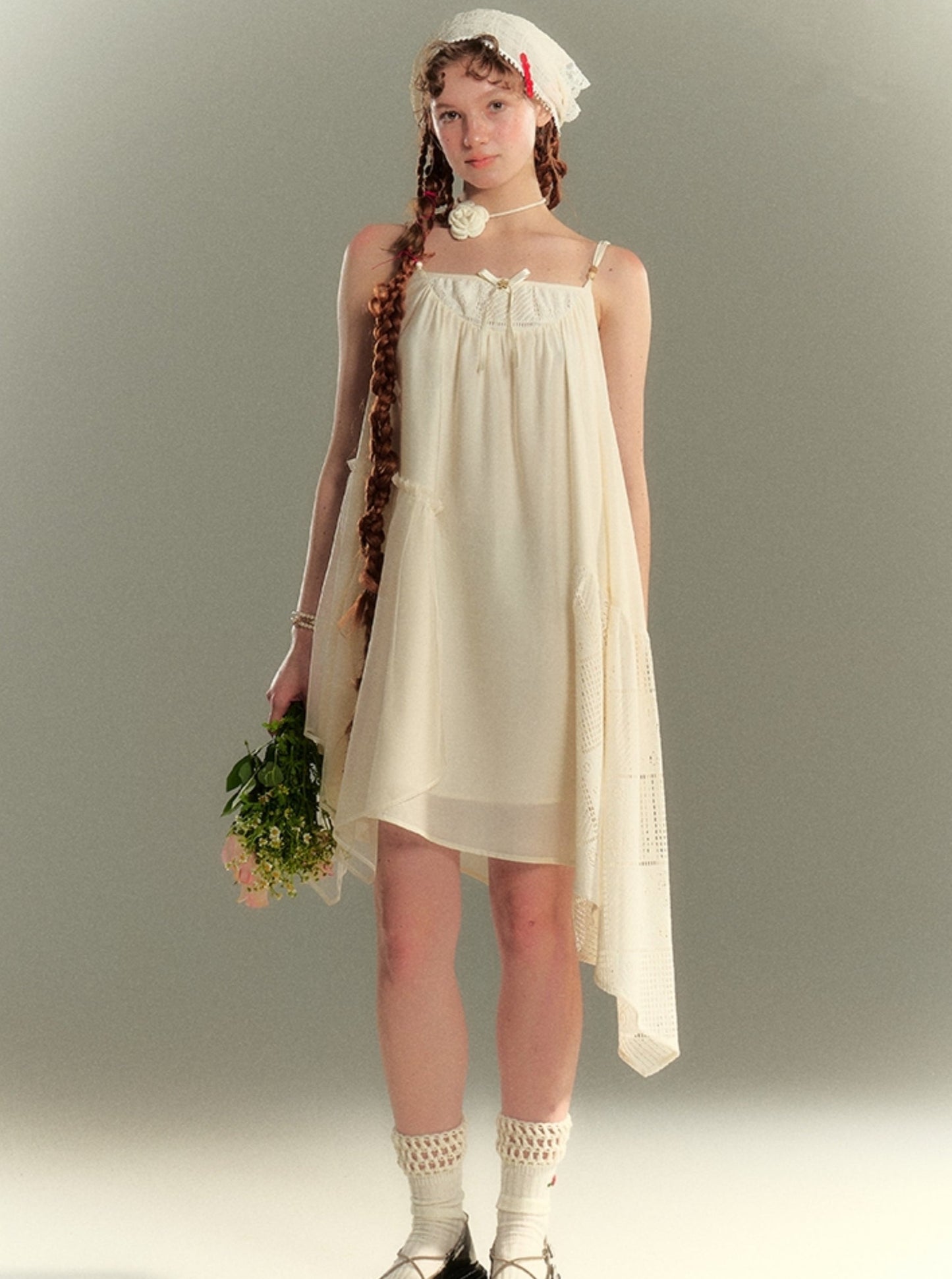 A-Linien-Kleid mit Patchwork-Schleife