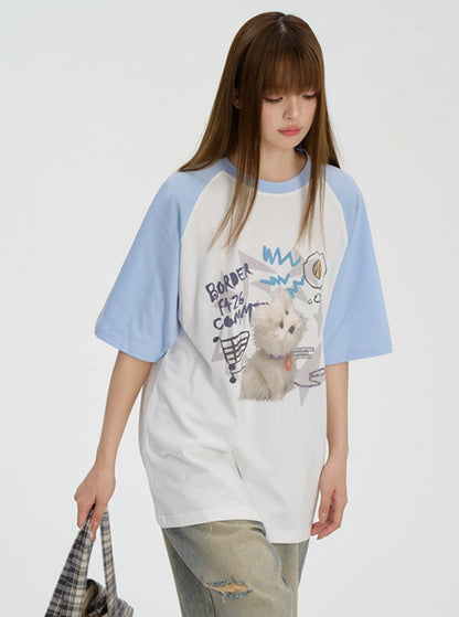 White Puppy Raglan T-Shirt