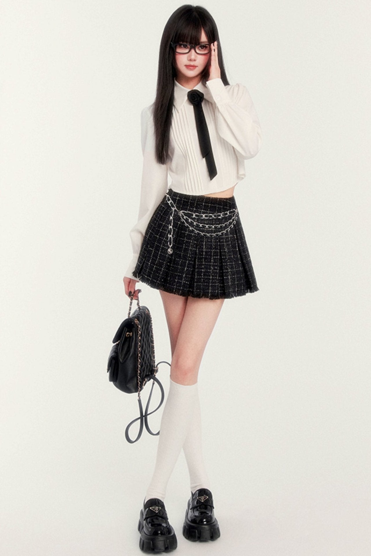 Short Rose Shirt & PLEATED SKIRT SET-UP