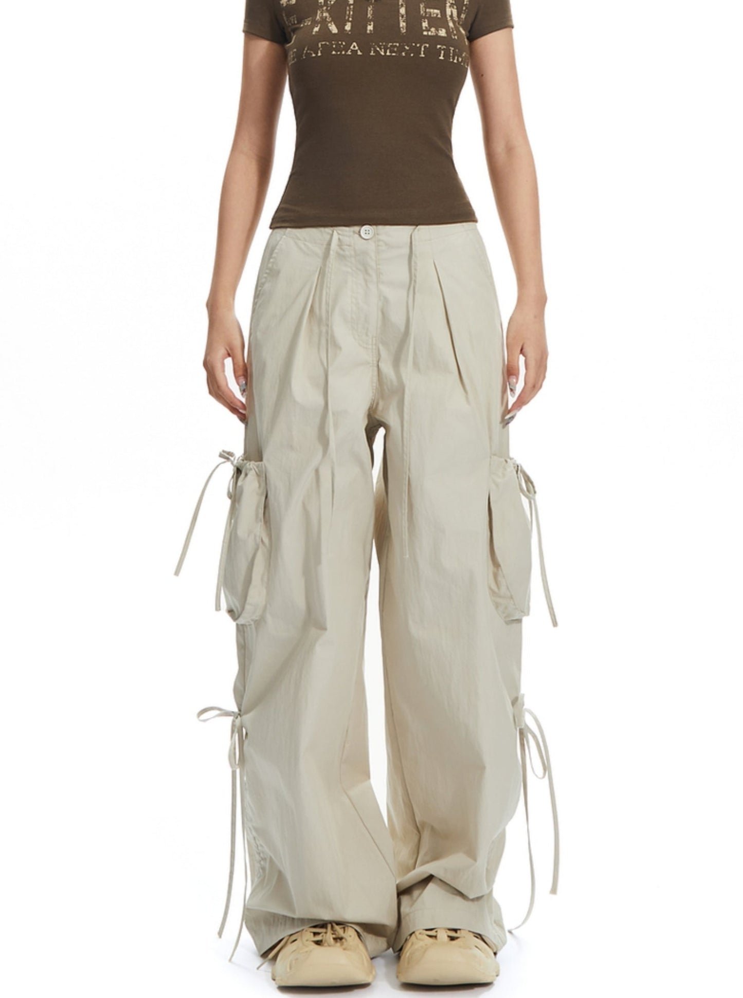 Low-Rise Drawstring Cargo Pants