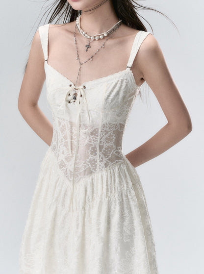 Midi Cut-Out Little White Dress