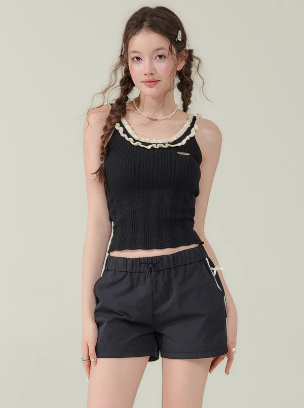 Hollow Lace Cropped Vest Top