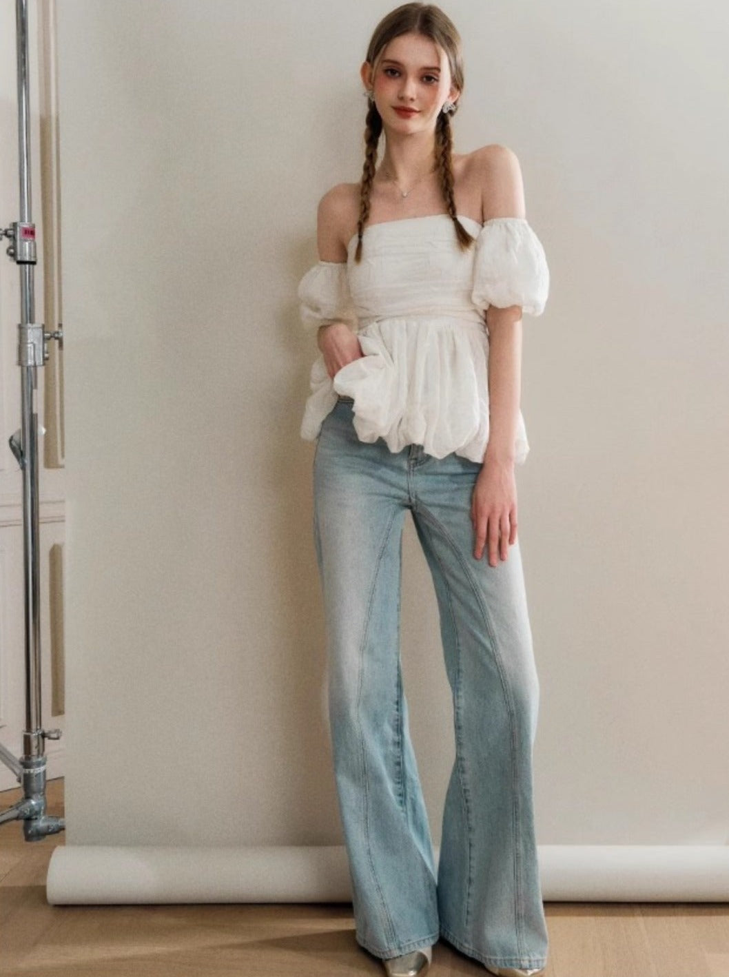 Mist Rose French One-Shoulder Shirt