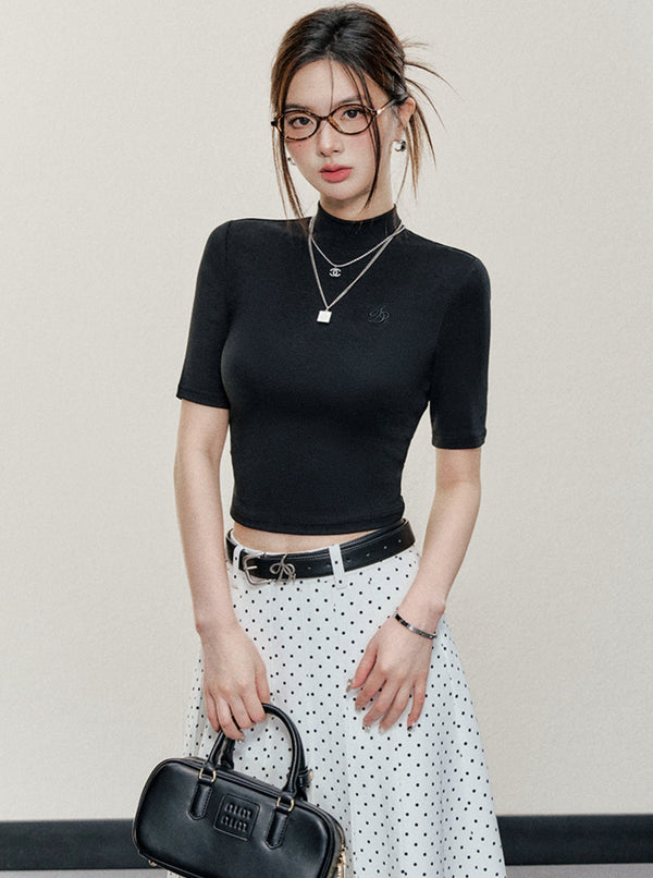 Knitted Half-Turtleneck Top