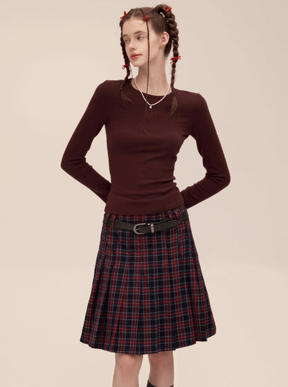 Retro Love Stud Pleated Skirt