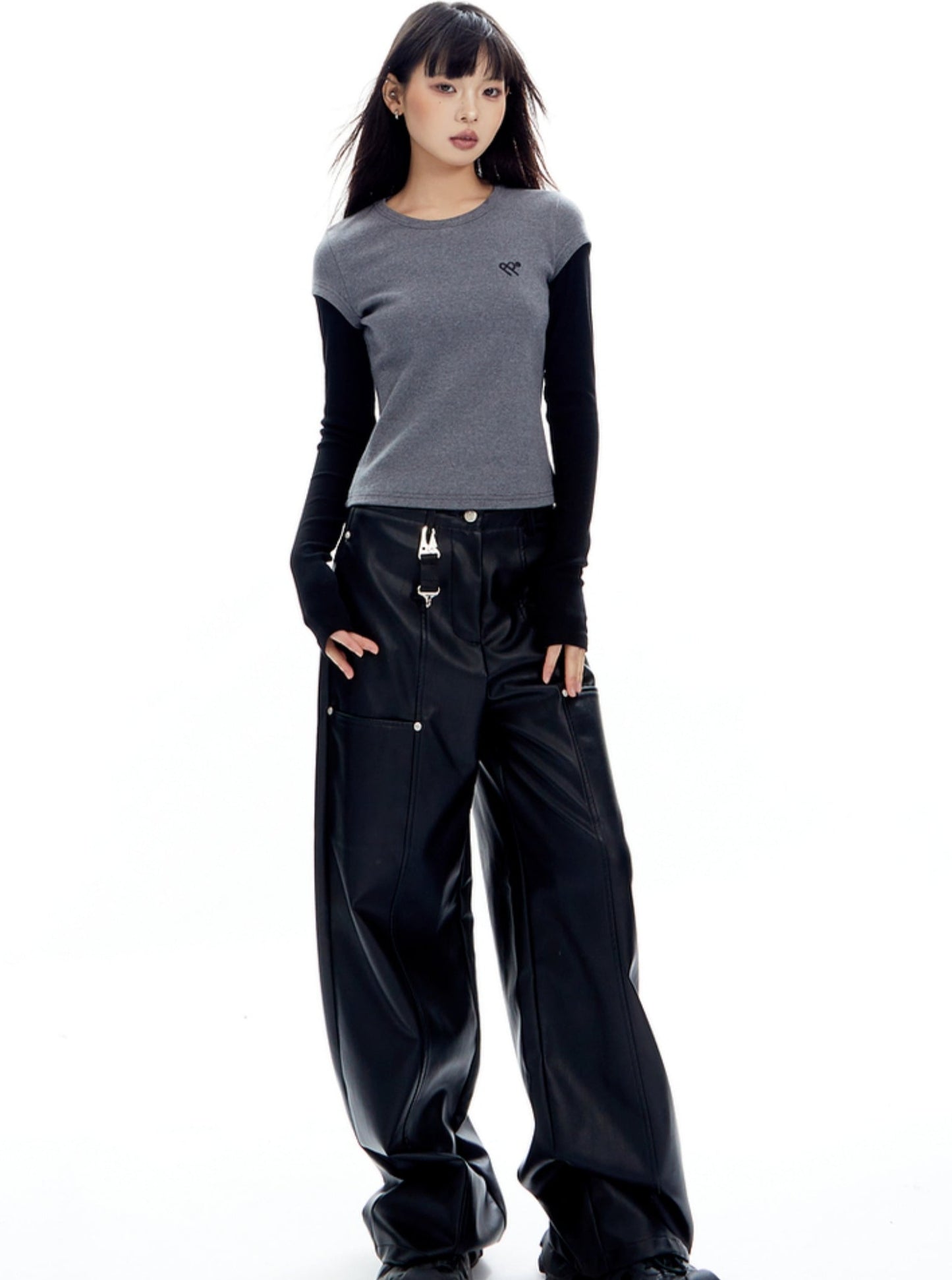 American Retro Straight Leg Leather Pants