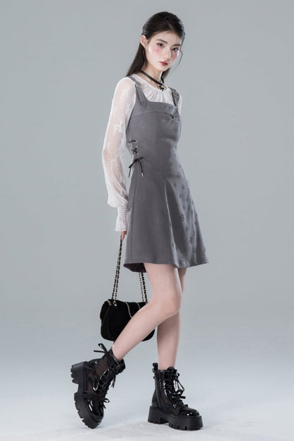 Dark Mist Grey Embossed Dress