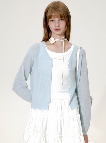 Silk Knitted Cardigan Short Coat