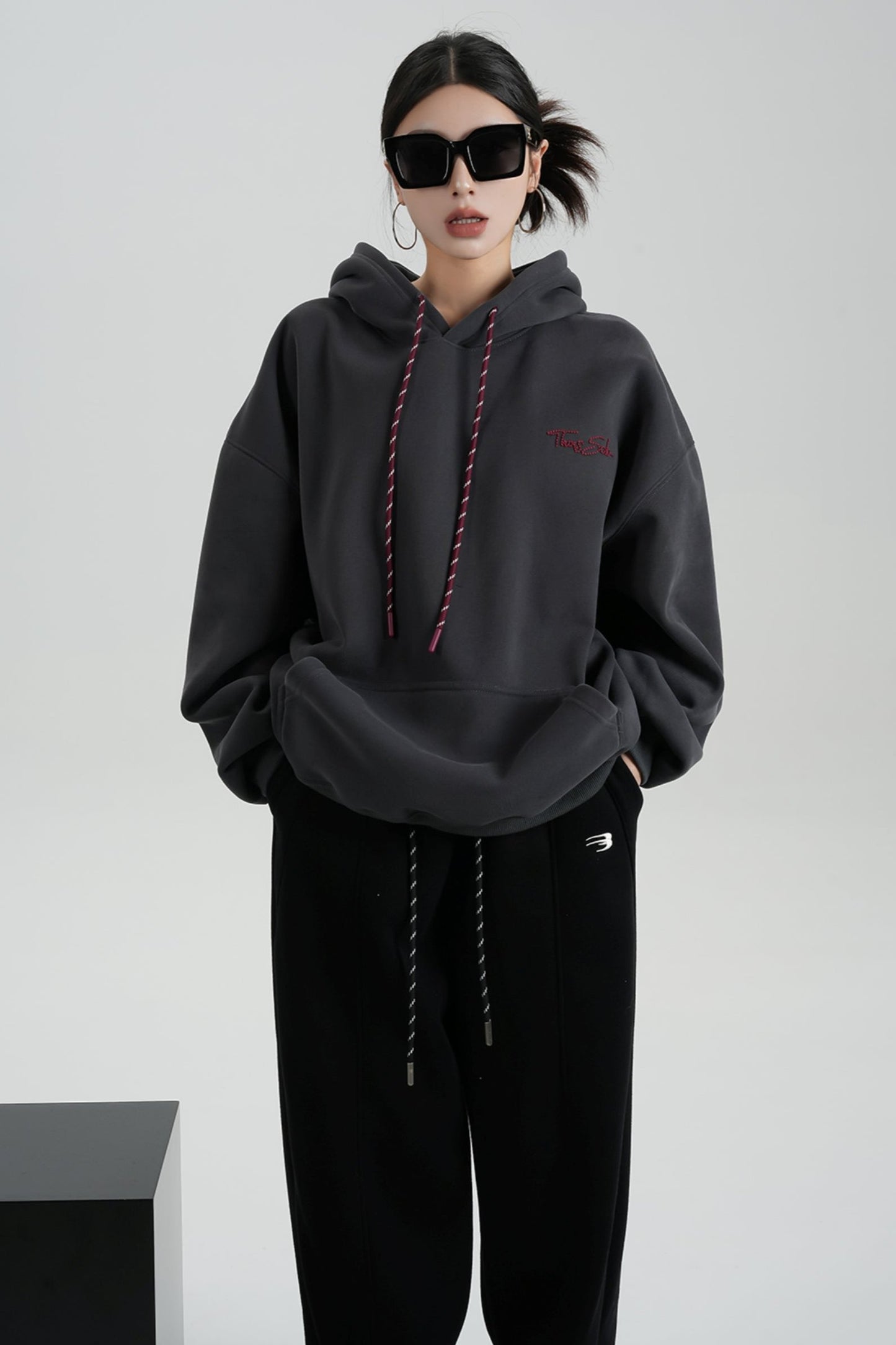 Hooded Mid-Length Fleece Sweatshirt