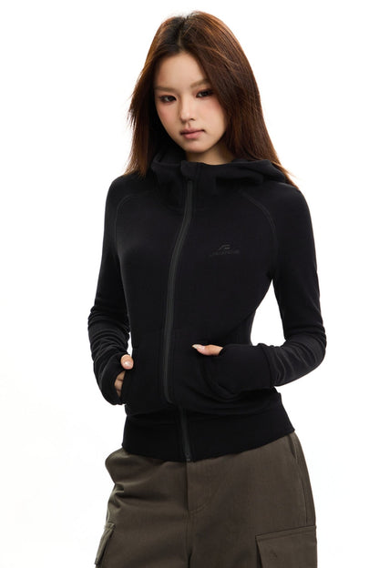 [Oktober 21 Neue Ankunft] APEA Sportliche Kapuzen Strickjacke Sweatshirt Frauen gebürstet Slim Zip Jacke