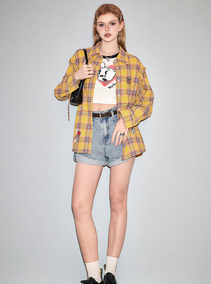 Betty Loose Plaid Long Sleeve Shirt