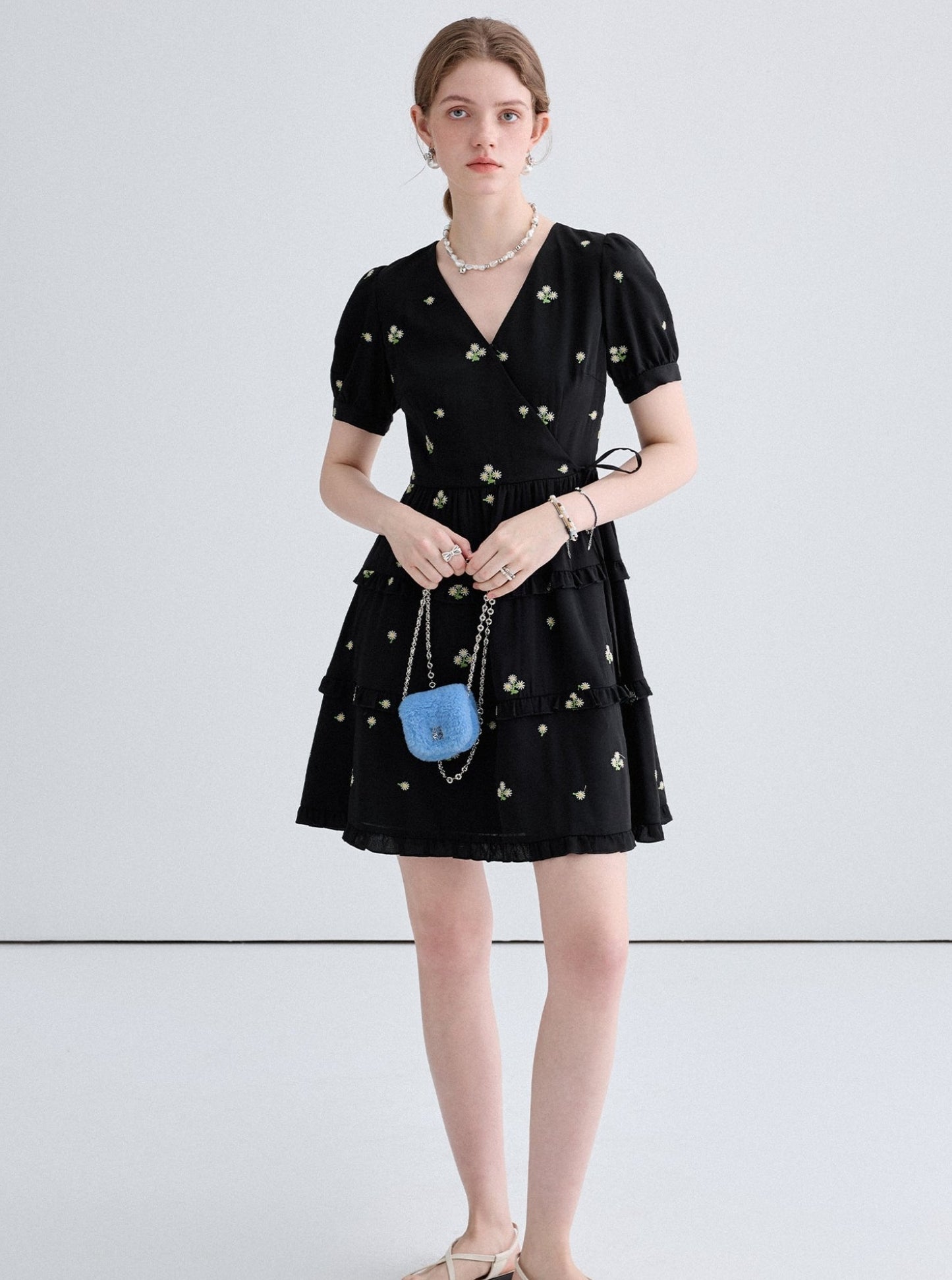 French Embroidered Black Dress