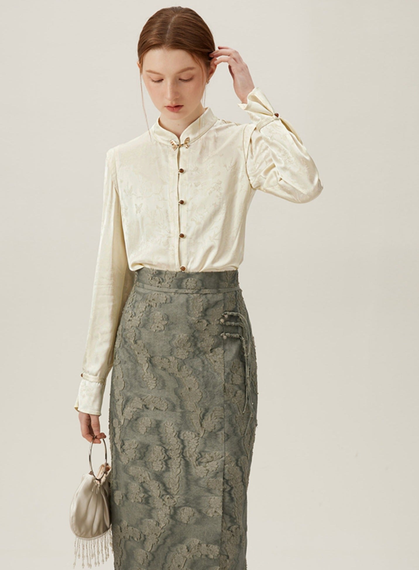 Chinese Light National Style A-Line Skirt