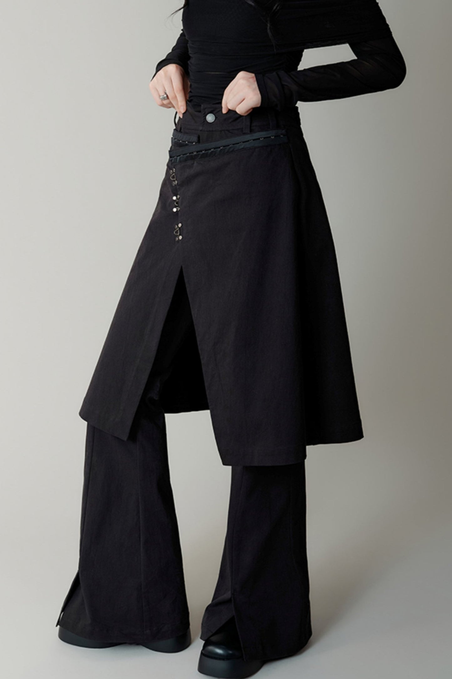 High Waisted Flared Skirt Pants