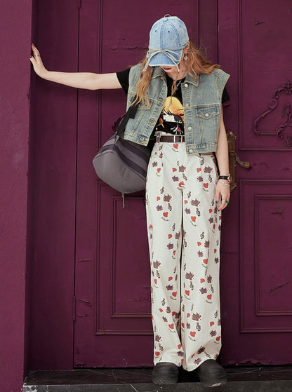 High-Waist Narrow Wide-Leg Pants